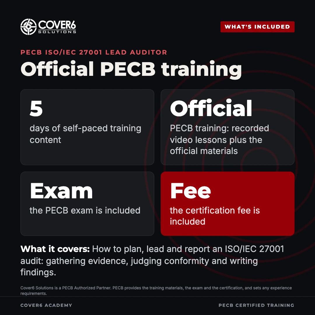 PECB ISO/IEC 27001 Lead Auditor: What's included. Official PECB training.